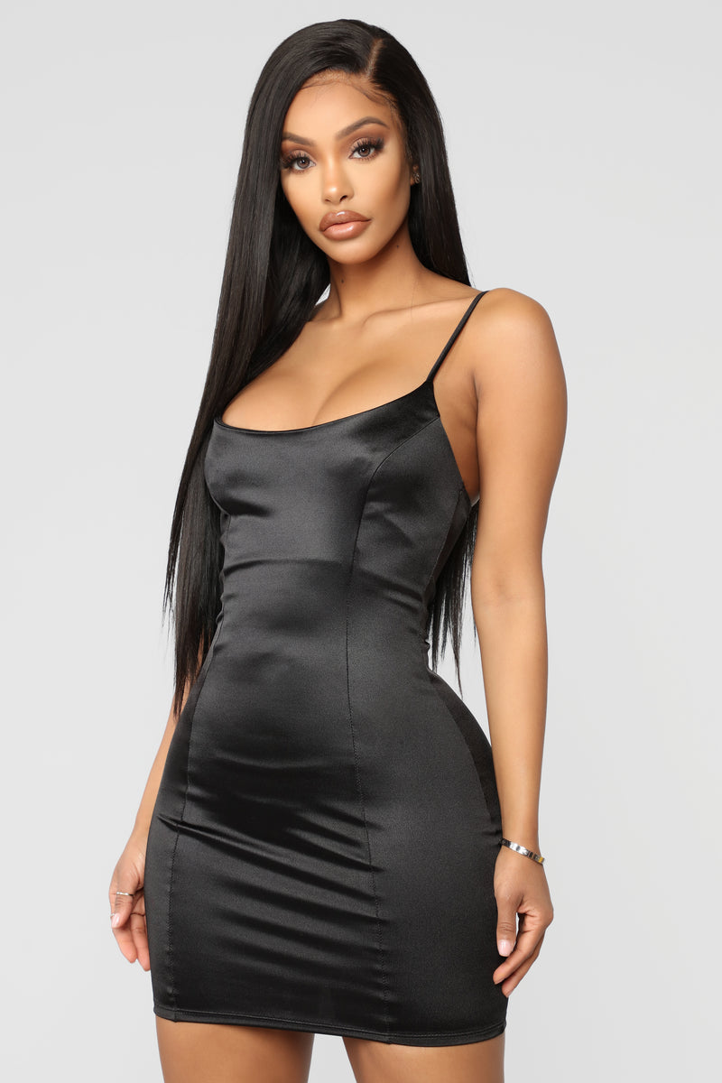 So Smooth Satin Mini Dress - Black ...